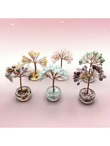 1 piece super multi-grain natural crystal money tree Christmas tree home ornament desktop ornament with transparent bowl base