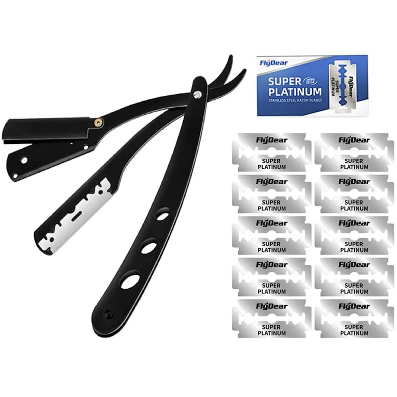Stainless Steel Men's Premium Straight Razor Set, Perfect for Beard Care and Accessories, High-Quality Straight Edge Razor for Comfortable Shaving Experience, Stainless Steel Shaver, All Metal Shaver, Razors Set, Shaving Tool