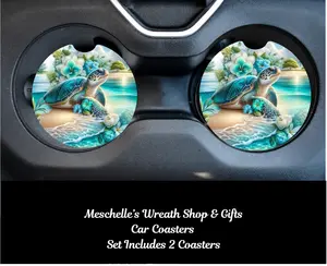 Beach Turtle Car Coasters - Upgrade Your Car Interior with Stylish and Functional Car Coasters