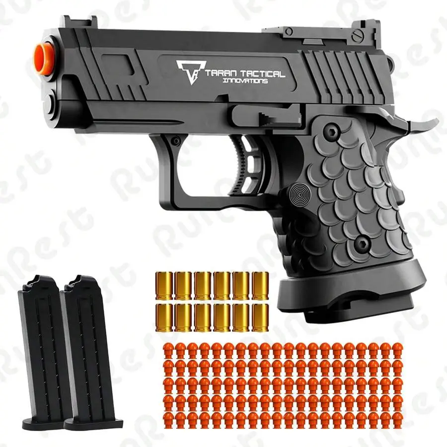 RunRest Soft Bullet Gun Toy Pistol With 100 Bullets, 12 Shells, And 2 Mazines New Toy Gun Pistol Hollow Hanging Machine, Toy Foam Blaster, Outdoor Sports Shooting Game