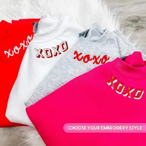 'XOXO Kisses' Embroidered Collar Wrap Sweatshirt