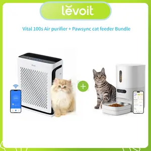 Levoit Vital 100S Pet Air Purifier & Pawsync Automatic Pet Feeder Bundle, HEPA Air Cleaner for Large Room up to 1110 Ft², 3.6L Smart Timed Food Dispenser for Cats and Small Dogs tiktokshopmemorialday