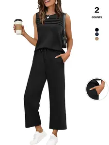 Women's Two-Piece Set, Casual Fitted Long Sleeve Top & Wide Leg Pants, Autumn Winter Travel Vacation, Plain Pattern, All Seasons, Knit Fabric