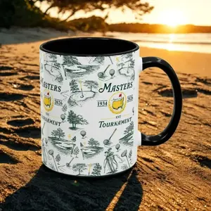 [MADE IN US] Masters Golf Tournament 2026 Inspired Accent Mug, Retro Green Golf Coffee Cup for Dad, Classic Golfer Gift for Him, Ceramic Tea Mug for Golf Lovers and Fans