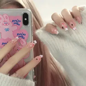 Trendy fake nail stickers, wearable nail tips, finished nail pieces, manicure patches, removable nail stickers X11LongCoffinFrenchTipSoftGelPressOnNailswithGlueforWomenLightweightReusableFakeNailsSummerBeachHolidayBohoLongCoffinFrenchTipSoftGelPressOnNail