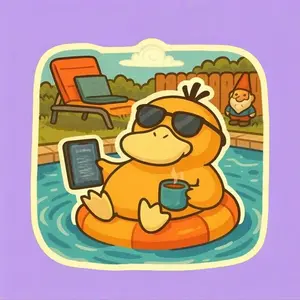 Corporate Chaos Psyduck Pool Sticker, Funny Meme Vinyl Sticker, Relaxing Duck Pool Float Laptop Water Bottle Sticker, Gift for Game lovers