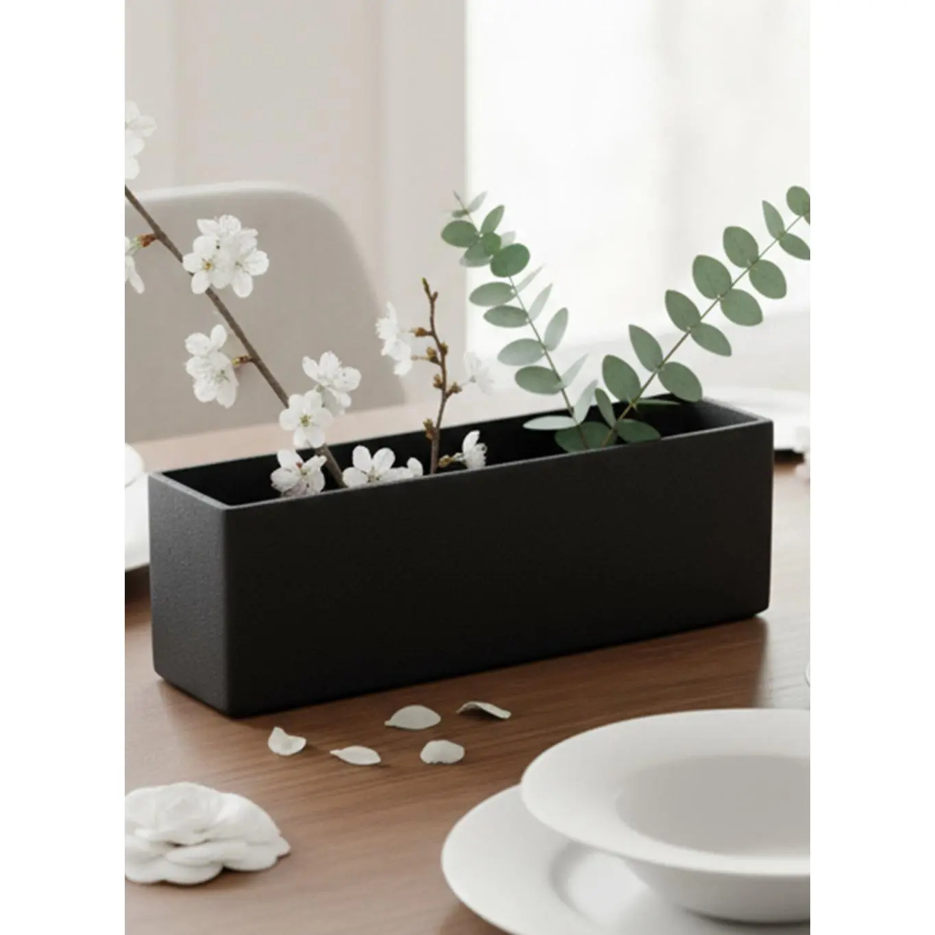 Black Rectangular Lightweight Planter Box Collection