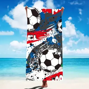 Soft size beach towel, breathable and absorbent beach towel, lightweight polyester beach towel, fashionable and cool football pattern design