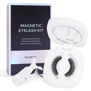 Natural Magnetic Eyelash Kit, Soft Magnetic Eyelashes, 1 Set Fluffy Curling Fake Eyelashes with Professional Applicator Tweezers, Reusable Eye Makeup Tool