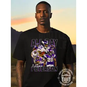 [SALE UP TO 40%] All Day Adrian Peterson Football Shirt, Retro Vintage 90s Classic Graphic Tee Gift for Football Fans, Unisex Outdoors, For Men, For Women, Full Sizes