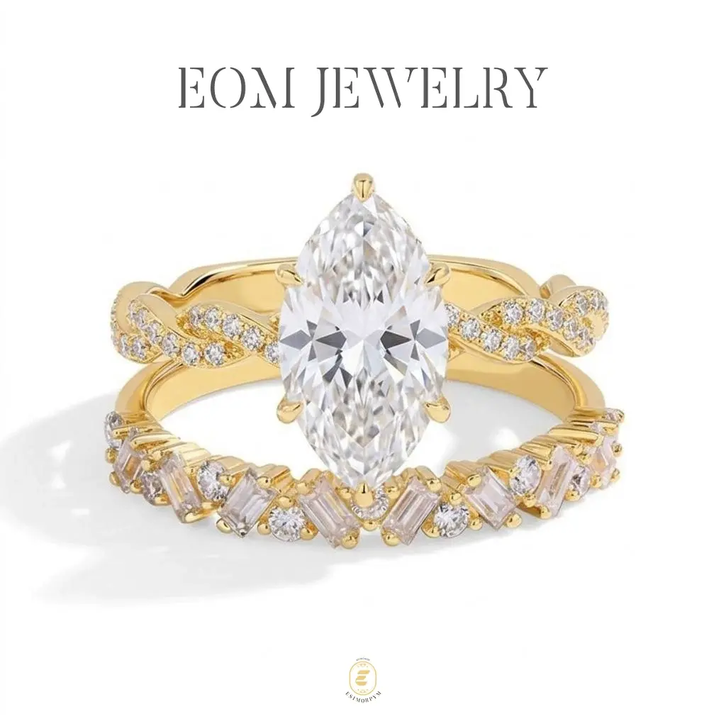 Eternal Marquise Bridal Ring Set Stackable Eternity Ring Luxury Jewelry Wedding Engagement Anniversary Valentine's Day Birthday Gift Daily Wear