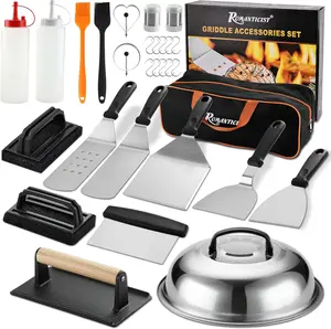 Romanticist Griddle Accessories Set Flat Top Teppanyaki Spatula Set with Scraper Basting Cover for Camp Chef Includes Spatulas Scrapers and Basting Bottle kitchen gadgets kitchen accessories grills kitchen supplies kitchen gadgets bbq gadgets