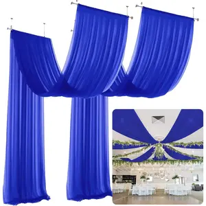 Ceiling Drapes for Weddings Blue Ceiling Draping 5x30ft 2 Panels Sheer Draping Wedding Ceilings Drapes Chiffon Ceilings Drapery for Wedding Arch Bridal Baby Shower Party