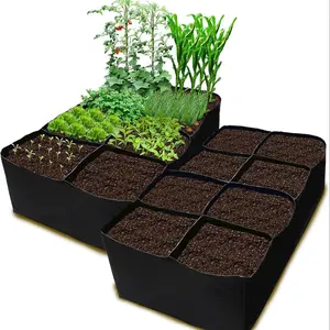 2 Pack Fabric Raised Garden Bed Bags, 4x2x1 Feet Planting Pots Garden Planter for Herbs Flowers Vegetables, 57 Gallon Grow Bag with 8 Compartments, Potato Grow Bag