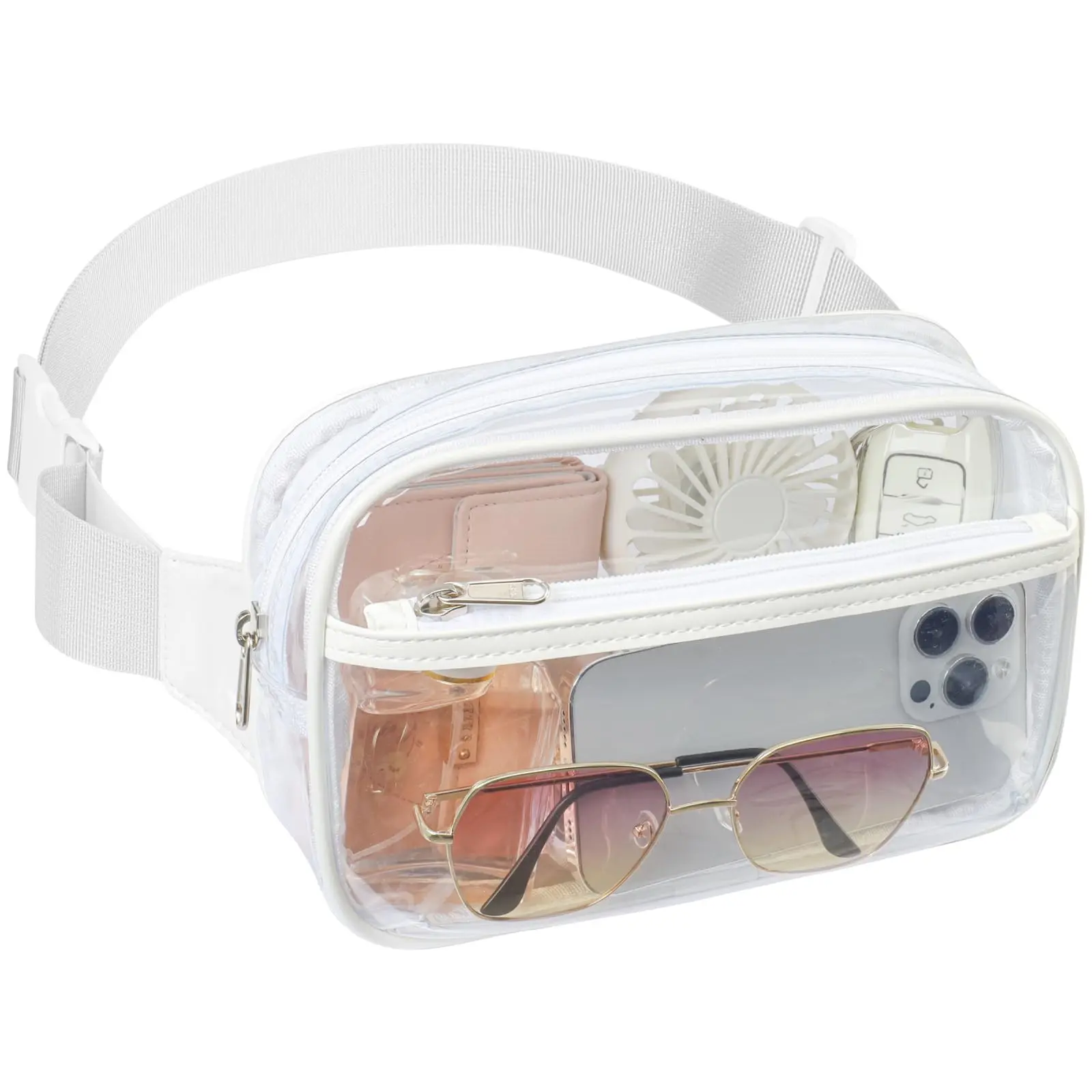 Stadium Approved Clear Fanny Pack for Women & Men, Fashionable Belt Bag with Zipper, Clear Waist Bag for Game Day, Sports, Travel, Running, Hiking, Concerts - Organizer for Accessories