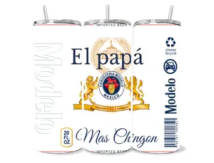 El Papa Más Chingón 20 oz Insulated Portable Water Bottle, Kitchenware Drinkware Tumbler with Lid