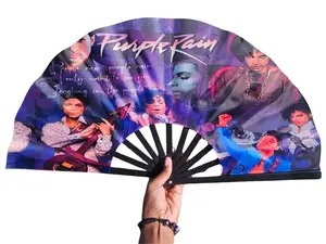 Purple Rain Large Hand Fan - Clacking folding statement fan
