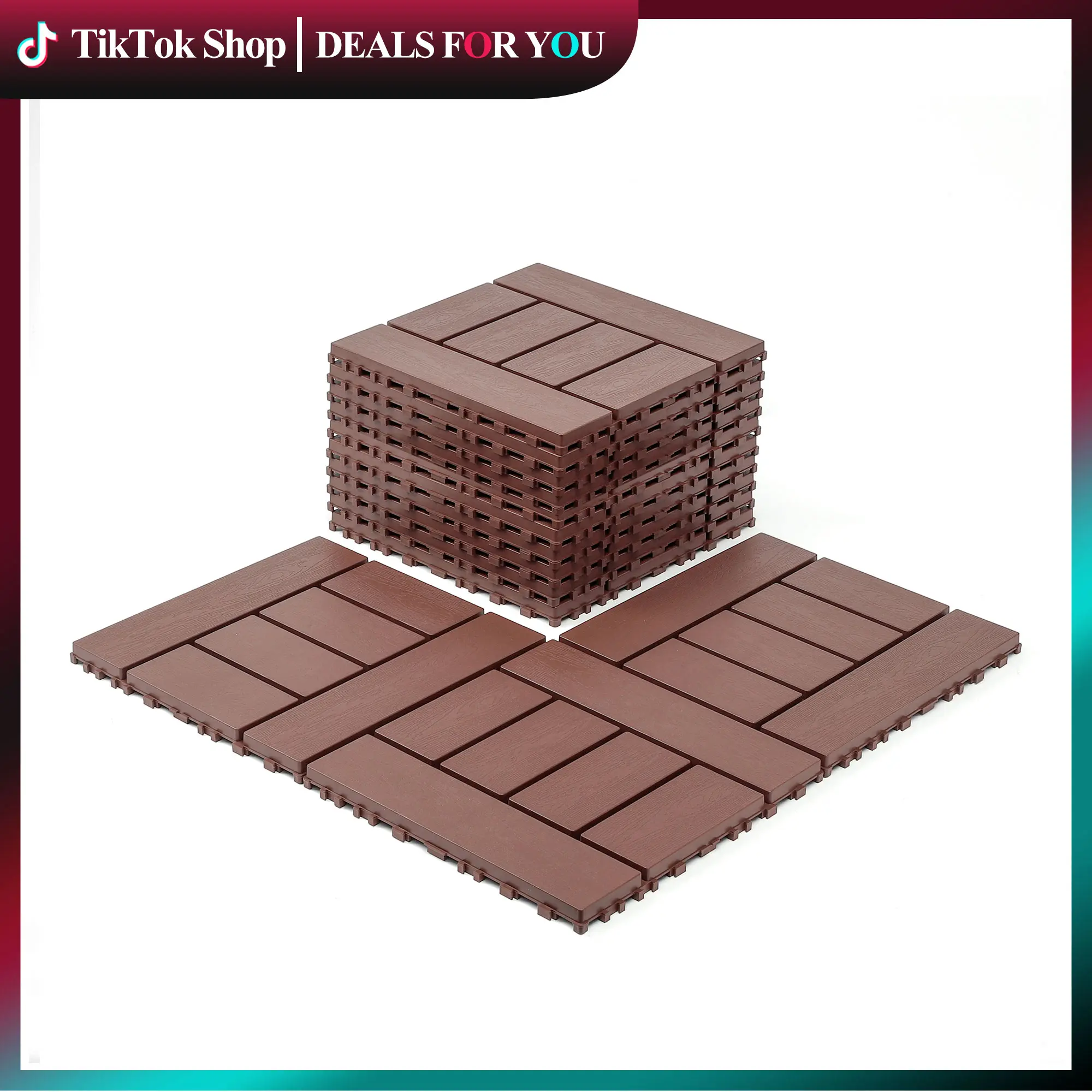 ZUGELAN 44 Pcs 12x12 in Interlocking Deck Tiles - Quick, Easy Installation, Easy-to-Clean Outdoor Indoor Flooring for Porch, Poolside