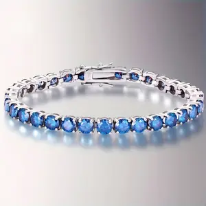 EJG Full Diamond Cut Cubic Zirconia Tennis Bracelet 925 Sterling Silver Adjustable Stackable Christmas Gifts for Wife Girlfriend Hypoallergenic Everyday Sparkle Jewelry