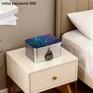 26 Year New Lockable Storage Box, Iron Material Gift Box, Jewelry Box, Treasure Chest, Fashion Fluorescent Dot Pattern, Desk Organizer