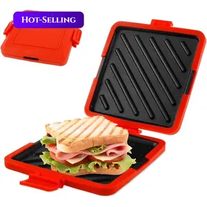 Microwave Sandwich Baking Tray - Non-Stick Food-Grade Bread Baking Pan Compatible with Adjustable Microwave Power & Time - Ideal for Bacon, Chicken Wings, Steak, Ham, Sandwich Bread & Toast