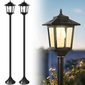 [2 Pack]63" Solar Lamp Post 2Pack, Outdoor Lights Waterproof,Pole Lights Outdoor, Floor Lamp for Patio for Garden, Pathway Yard Front Back Door, Warm White, Replaceable Bulb, Easter Gifts Easter Basket Stuffers