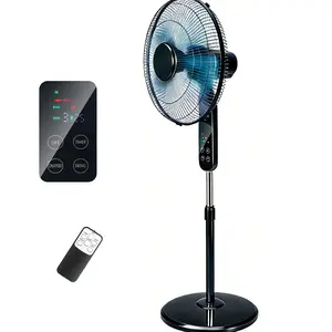 Aottop 16" Pedestal Fan with Touch Screen & LED Celsius Thermometer - Remote Control, 3 Speeds, 90° Oscillating,3 Wind Modes, 8H Timer, Quiet Standing Fan for Bedroom/Living Room/Office