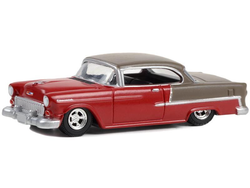 1955 Chevrolet Bel Air Lowrider Ruby Red and Matt Bronze "California Lowriders" Series 3 1/64 Diecast Model Car by Greenlight