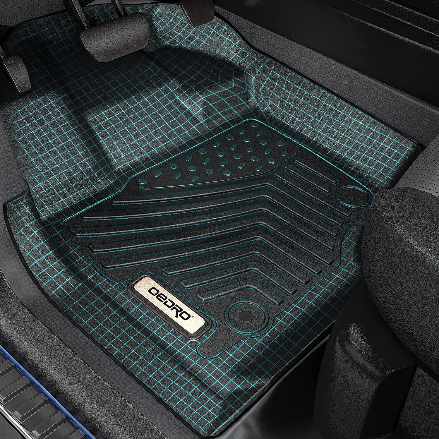 YITAMOTOR Floor Mats Compatible for 2021-2023 Hyundai Santa Fe Includes 2 Rows and Cargo Liner Set TPE All-Weather Floor Mat Set Liners, Black