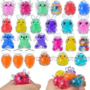 24‑Pack Easter Squishy Stress Balls Bulk – Cute Bunny & Axolotl Squeeze Toys for Easter Basket Stuffers, Easter Egg Fillers & Party Favors