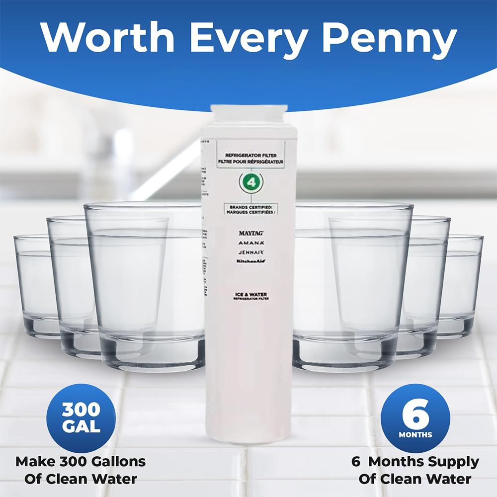 UKF8001 Refrigerator Water Filter Replacement, EDR4RXD1, Everydrop Filter 4, UKF8001AXX-750, UKF8001AXX-200, Maytag UKF8001, Whirlpool EDR4RXD1, 4396395, Kenmore 9084, 9006