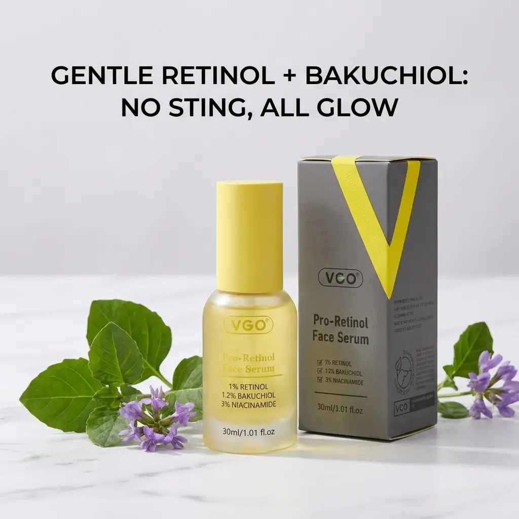 VGO Gentle Pro-Retinol Serum  Bakuchiol & Niacinamide | Anti-Aging & No-Sting Formula | Reduces Pores & Dark Spots (30ml)