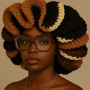 XXl sangria brown Crochet Handmade XL Ruffle Bucket winter Hats Trendy Acrylic Casual Summer Multi-Color Women's Fashion Accessory