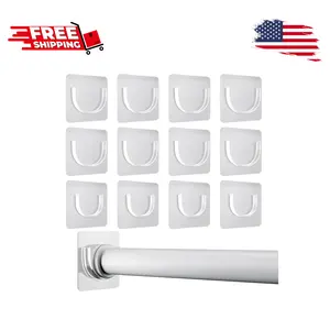 12 Pack Shower Rod Holder with Strong Adhesive