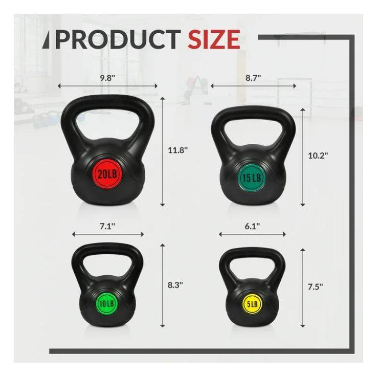 Balancefrom Wide Grip Kettlebell Exercise Fitness Weight Set, 4-Pieces: 5Lb, 10Lb, 15Lb and 20Lb Kettlebells