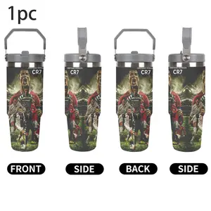 1pc 30oz Stainless Steel Insulated Tumbler - Insulated Mug, Leakproof, Portable, Cristiano Ronaldo theme Design - Ideal for Travel, Sports, Fitness, Hand-Wash Only,Suitble For Outdoor Camping