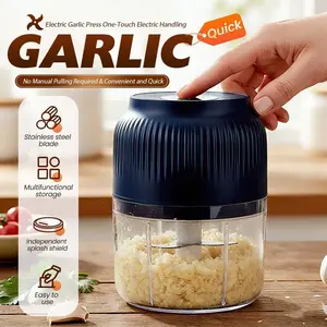 300ML Cordless Electric Garlic Chopper, 3 Sharp Blades Portable Mini Food Processor, Rechargeable Veggie Grinder Masher for Garlic Onion Ginger Chili Fruit Meat Spices and Beans.