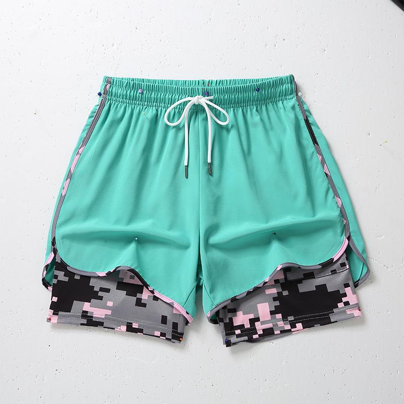 New women’s 2-in-1 casual running shorts with camouflage lining, fitness training shorts with pockets