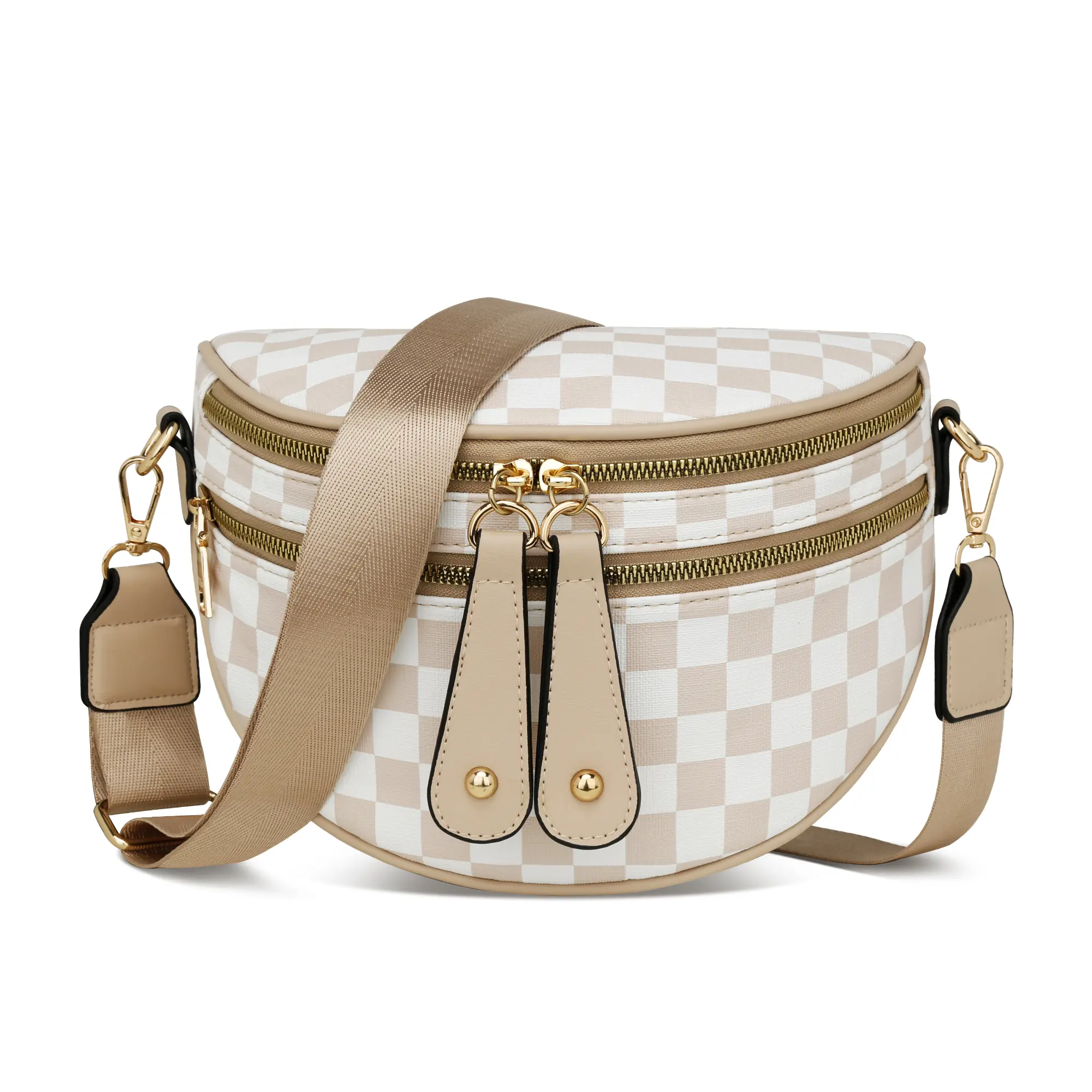 KKXIU Women's Checkered Crossbody Bag, Athletic Large-Capacity Nylon Waist Bag Wallet with Adjustable Shoulder Strap - Spacious Design for Essentials - MORE COLORS! Great Gift Belt Bags Crossbody