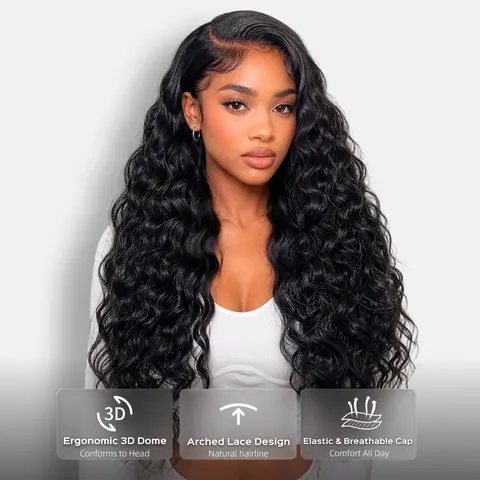 [Boho Curly] Megalook Flowy Bohemian Curls Wig Glueless 13x6 Lace Frontal Wig Ear To Ear Pre-plucked Natural Hairline Natural Curly Hair Pre Bleached Via Drawstring Band For Any Head #Summervibes Beginner Friendly Wig