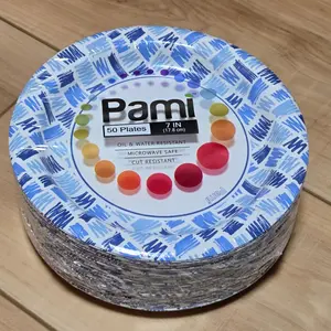 Premium Paper 7 Inch Plates Pack of 50 Heavy-Duty Disposable Dinner Plates, Microwave & Freezer Safe, Oil & Water Resistant, Unique Blue Design