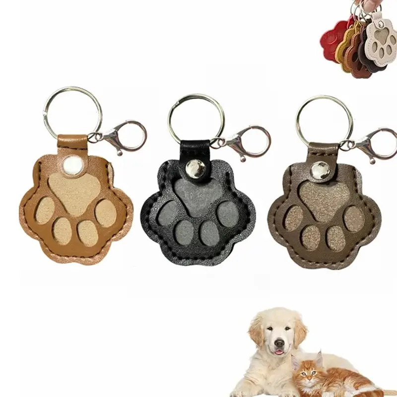 1pcs Pet Paw Fur Keepsake Keychain, Leather Memorial Pet Hair Storage Keyring, Dog Remembrance Gift
