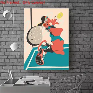 1 piece/set frameless canvas painting print poster, Sports activities art，Tennis Player Illustration，a perfect gift for Tennis loves, ideal gift for bedroom, living room, dorm hallway, kitchen, mural, wall decoration, room decor