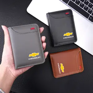 Soft Leather Car Emblem Mini Credit Card Purse, Portable Wallet for Chevrolet Cruze Spark Captiva Suburban Silverado Camaro Accessories