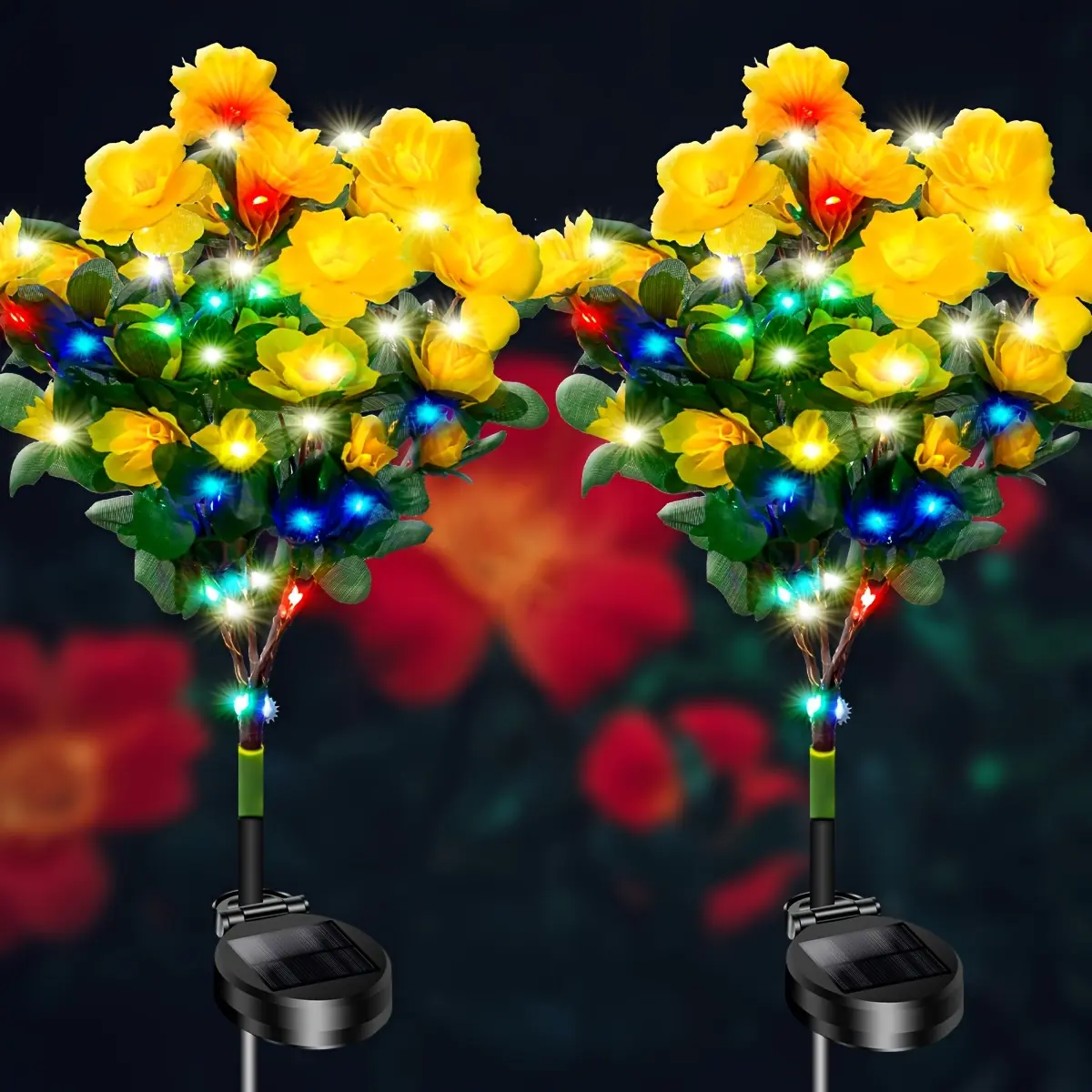 4PCS Solar Azalea Garden Lights, IP65 Waterproof Outdoor Decoration, Suitable for Lawn/Patio, Holiday Gift (Christmas/Easter) for Mother/Wife