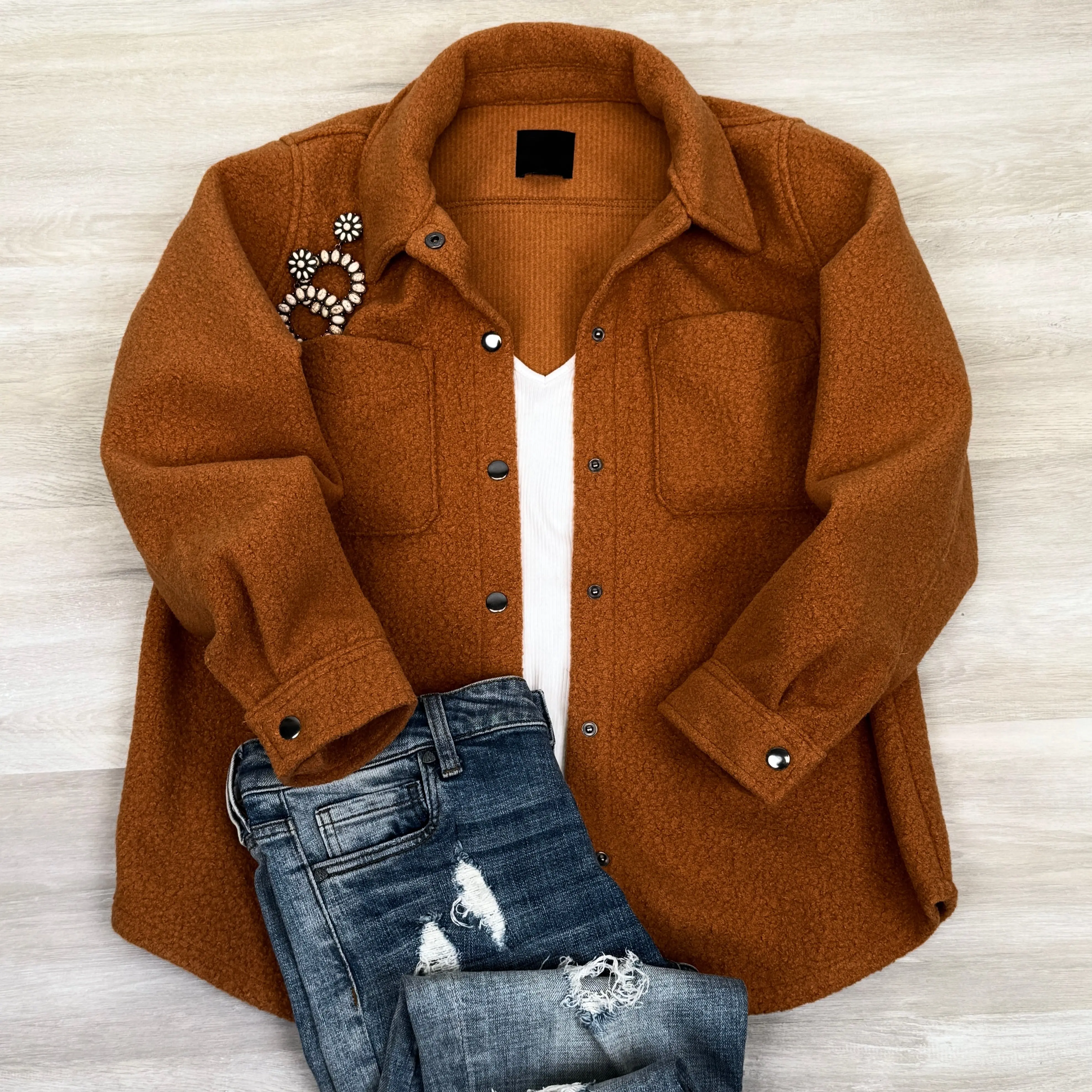 Wool Blend Button Down Shacket Wool Blend Button Down Shacket