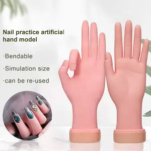 Nail Training Hand Flexible Soft Practice Plastic Mannequin Hand Nails Tips Art Trainer Manicure Tool Bendable Simulation Size Reusable