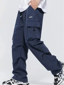 Men's Drawstring Waist Utility Sweatpants - Travel-Friendly Men's Pants with Effortless Relaxed Silhouette, Rugged Style, Soft Wearing Experience for Weekend Strolls, Urban Trips