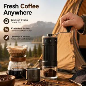 Portable Manual Coffee Grinder for Fresh Coffee Anywhere — Ceramic Burr Coffee Mill for Espresso, Camping & Travel