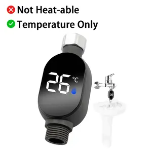 [Not Heat-able] Shower Thermometer, Nut Size: 1/2 inch - Smart Thermometer for use with bottom shower outlets. Instantly displays shower temperature | Precise shower temperature sensor, digital water temperature monitor, Christmas gift.